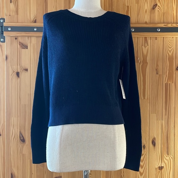 NEW VELVET BY GRAHAM & SPENCER KARLY NAVY REVERSIBLE COTTON CARDIGAN SWEATER S - Picture 1 of 8